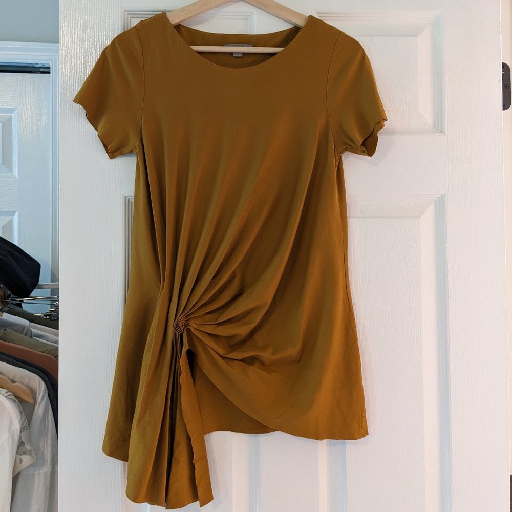 COS Asymmetric Gathered Raw-hemmed Top